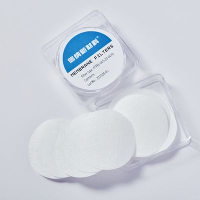 کیفیت  Hydrophobic Polytetrafluoroethylene PTFE Membrane Disc Filter 0.45µm 25mm Dia کارخانه